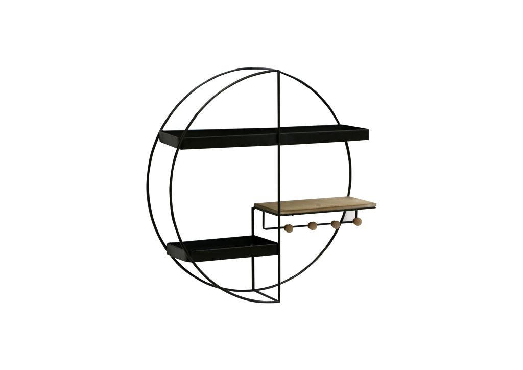 POLICA ZIDNA crna, prirodne boje  drvo, metal, drvni materijal  - prirodne boje/crna, Moderno, drvni materijal/metal (60/60/16,5cm)