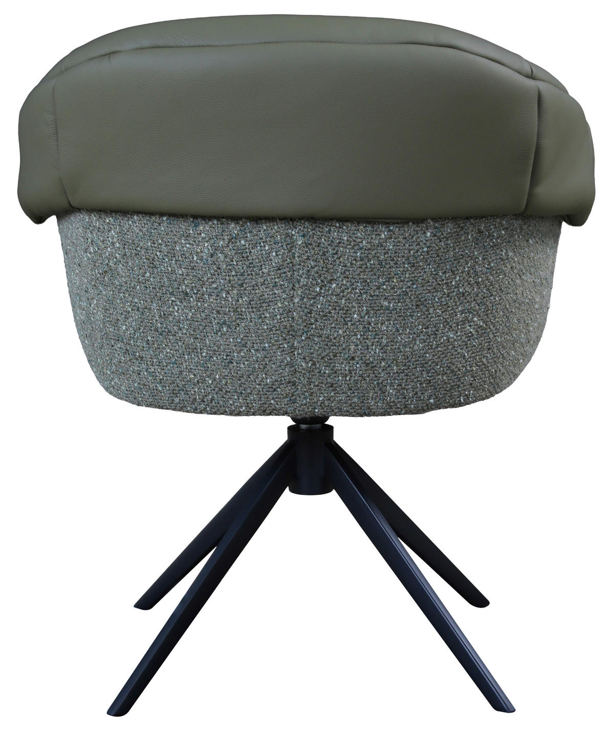 ARMLEHNSTUHL  Sitzfläche 360° drehbar, automatische Rückholfunktion Leinenoptik Echtleder  Grün, Schwarz  - Schwarz/Grün, Design, Leder/Textil (68,5/83/65,5cm) - Carryhome