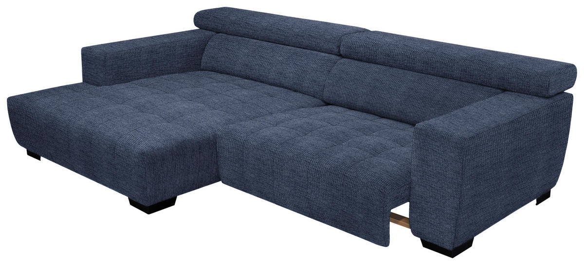 ECKSOFA in Webstoff Dunkelblau  - Schwarz/Dunkelblau, Konventionell, Textil/Metall (182/279cm) - Hom`in