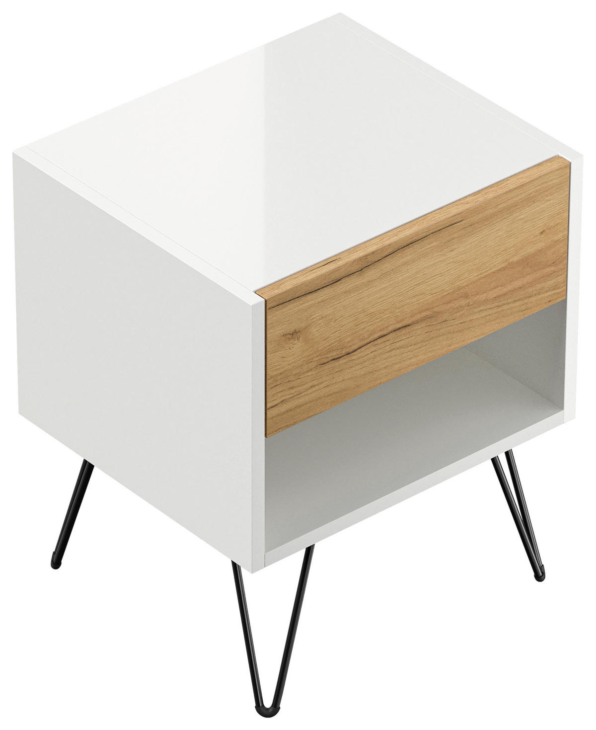 NACHTTISCH 41,2/50/35,6 cm  - Eichefarben/Schwarz, Basics, Holzwerkstoff/Metall (41,2/50/35,6cm) - MID.YOU