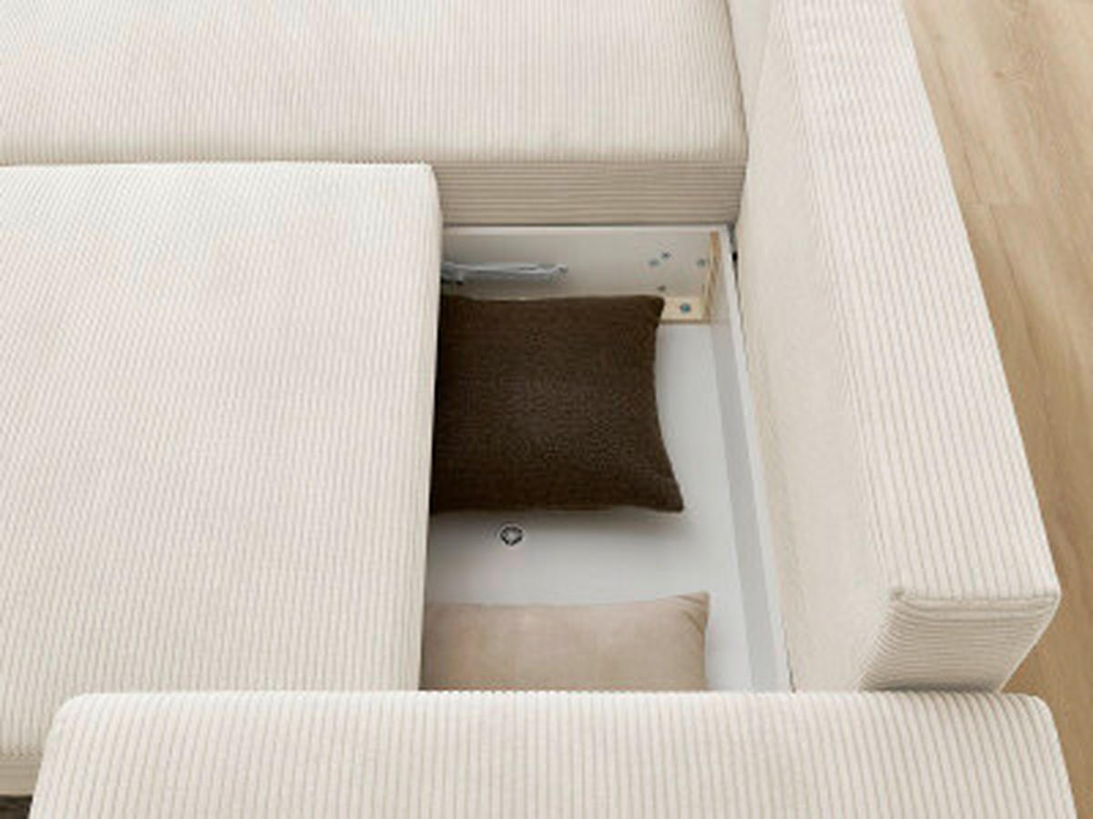 ECKSOFA Ottomane links  ATILLA Beige Cord  - Beige/Schwarz, MODERN, Kunststoff/Textil (149/244cm)