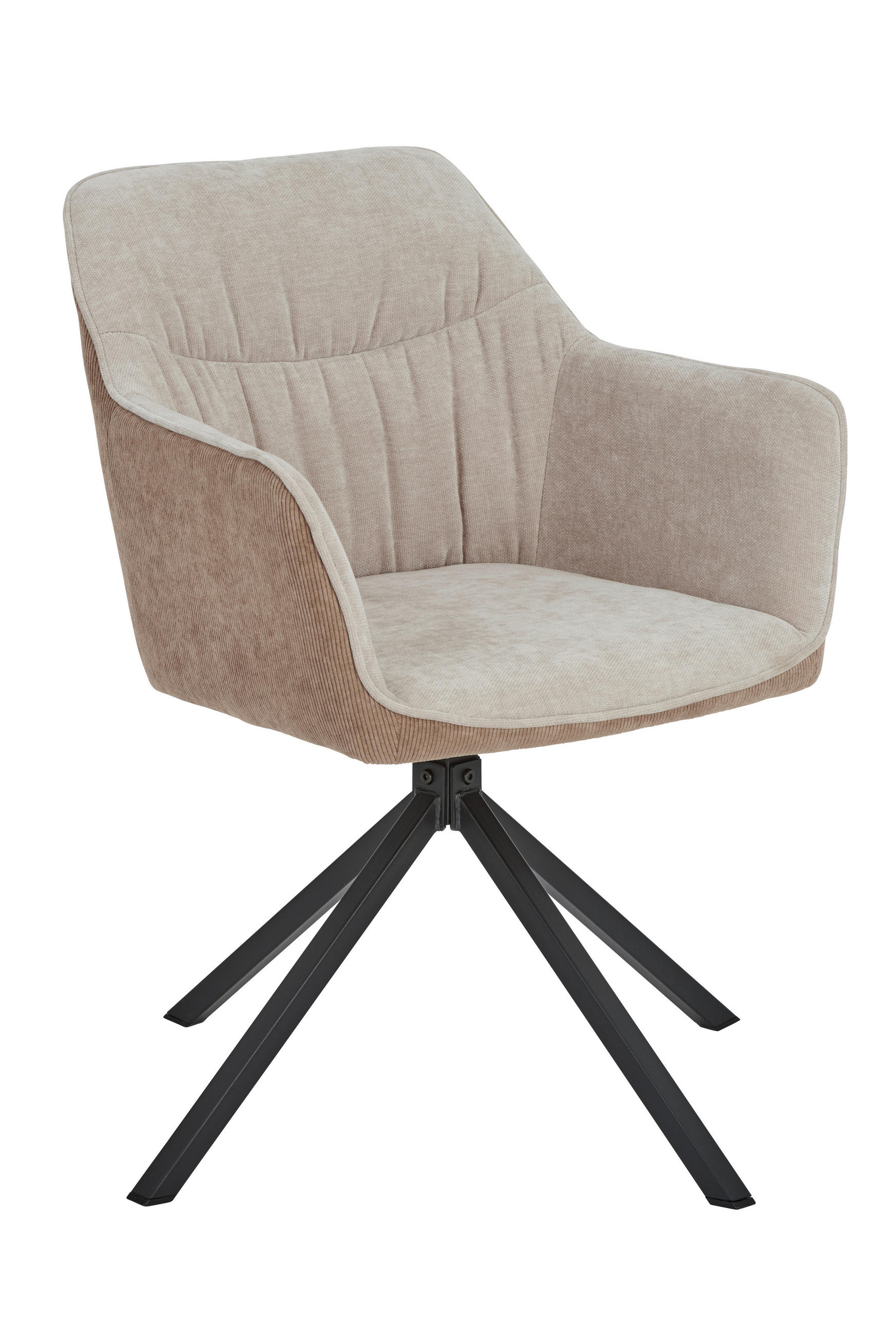 Scaun Cu Brațe din metal, textil, negru, bej, maro deschis