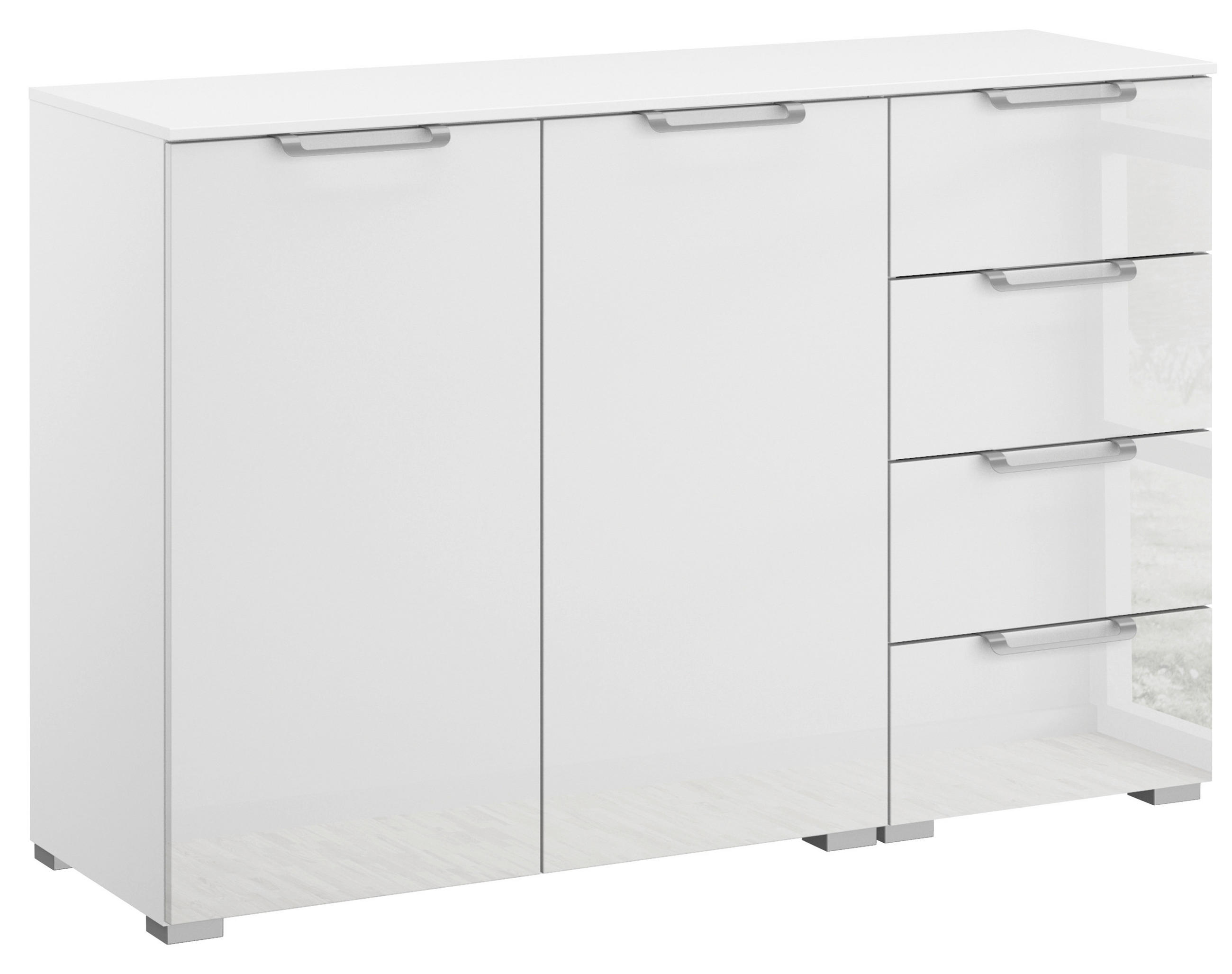 SIDEBOARD 120/81/42 cm Klar, Weiss  - Klar/Weiss, Design, Glas/Holzwerkstoff (120/81/42cm) - Novel