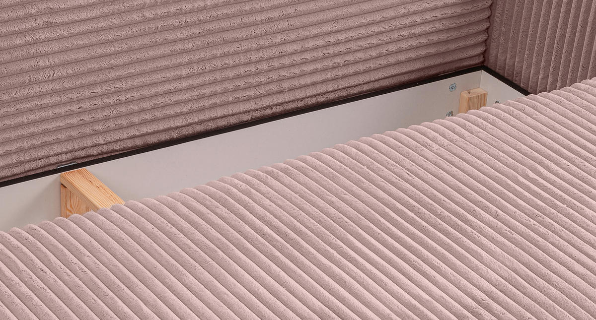 SCHLAFSOFA GRUBS  mit Cord Rosa  - Schwarz/Rosa, Basics, Kunststoff/Textil (225/96/93cm) - MID.YOU