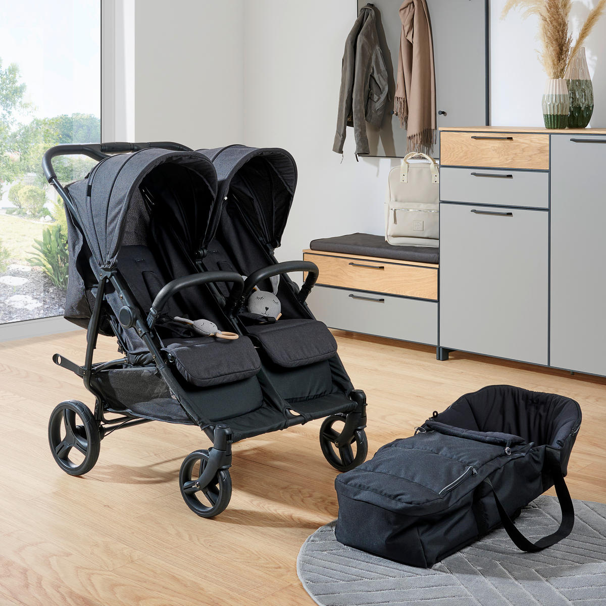 ZWILLINGSWAGEN Jimmy Duo  - Schwarz, Basics, Kunststoff/Textil (80/63,5/105cm) - Jimmylee