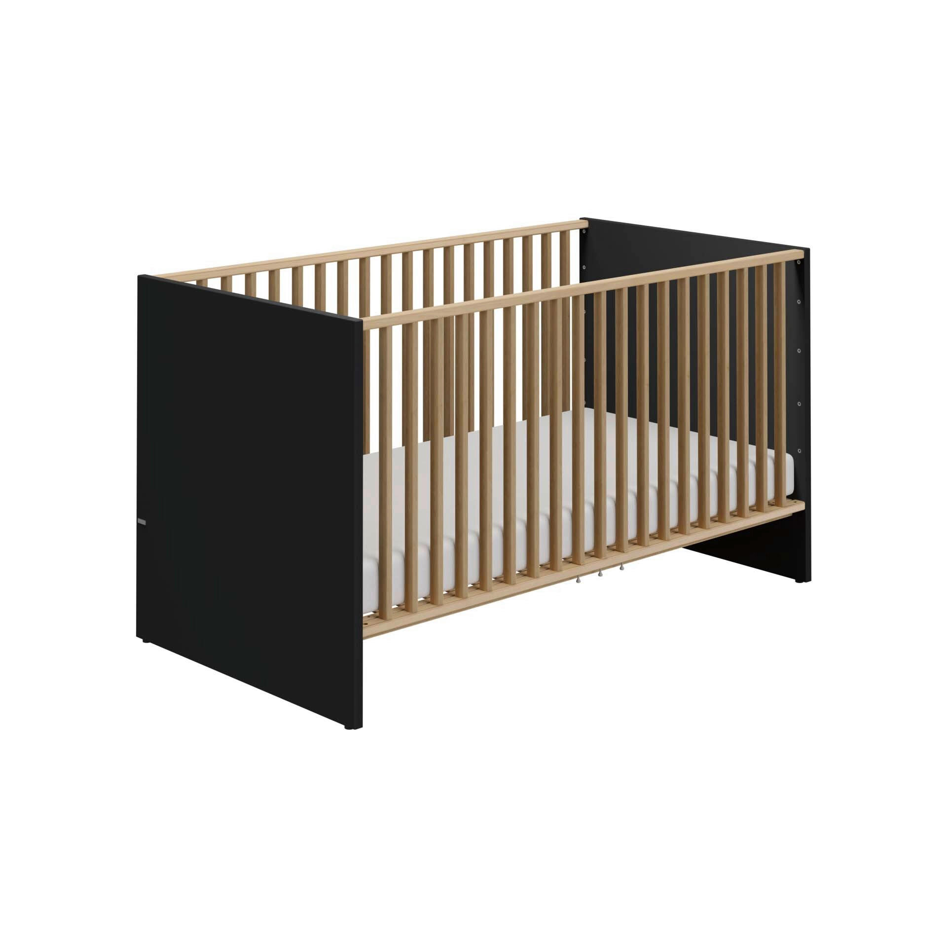 GITTERBETT Tomke 70/140 cm  - Eichefarben/Schwarz, Basics, Holz/Holzwerkstoff (70/140cm) - Paidi