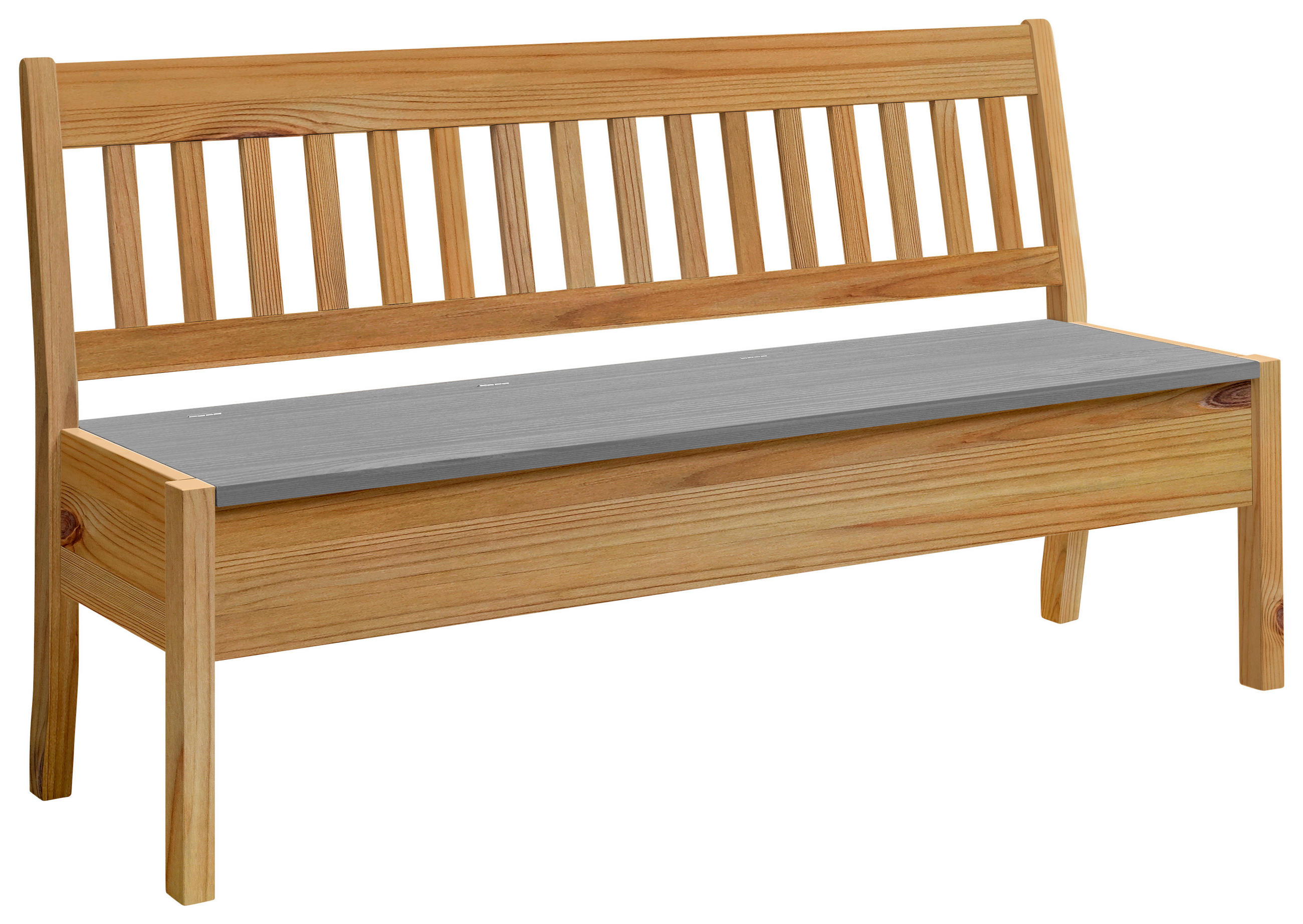 SITZBANK 169/93/58 cm Laugenfarbig, Grau Kiefer massiv  - Laugenfarbig/Grau, ROMANTIK / LANDHAUS, Holz (169/93/58cm) - Boxxx
