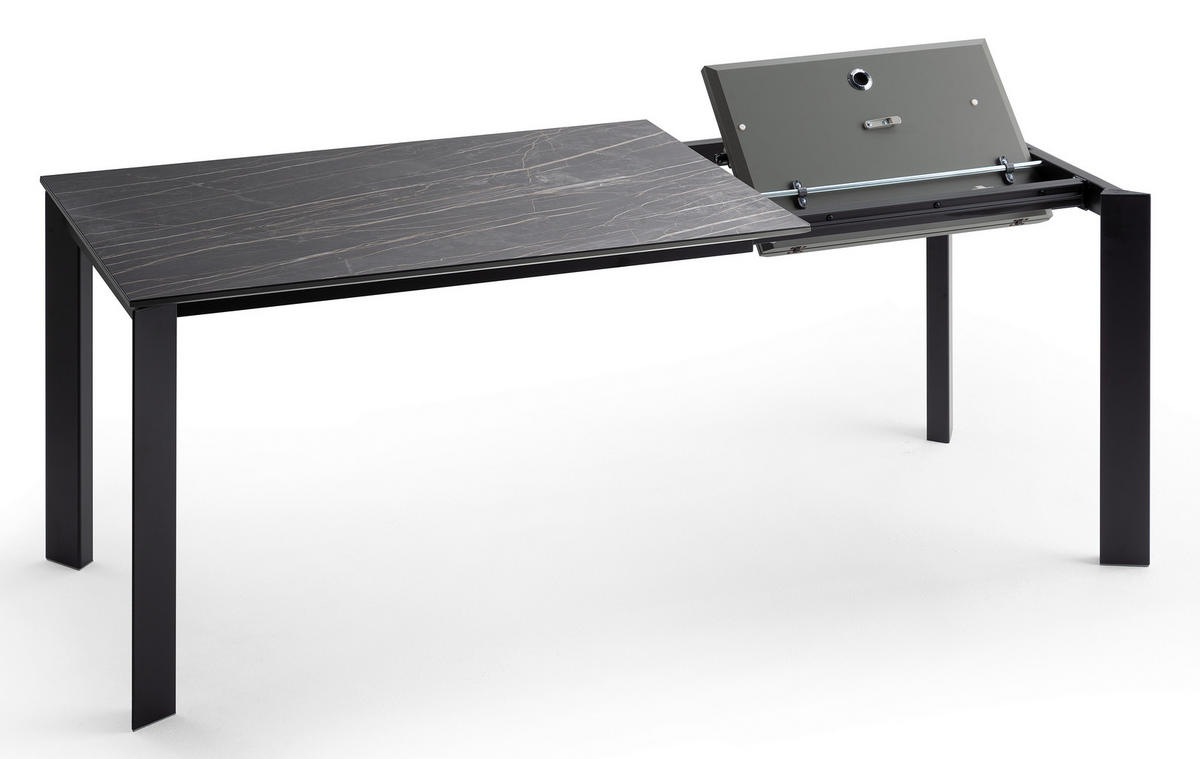 ESSTISCH Grau, Schwarz rechteckig  ausziehbar, in verschiedenen Größen erhältlich  - Schwarz/Grau, Design, Keramik/Metall (120-180/80/75cm) - home24
