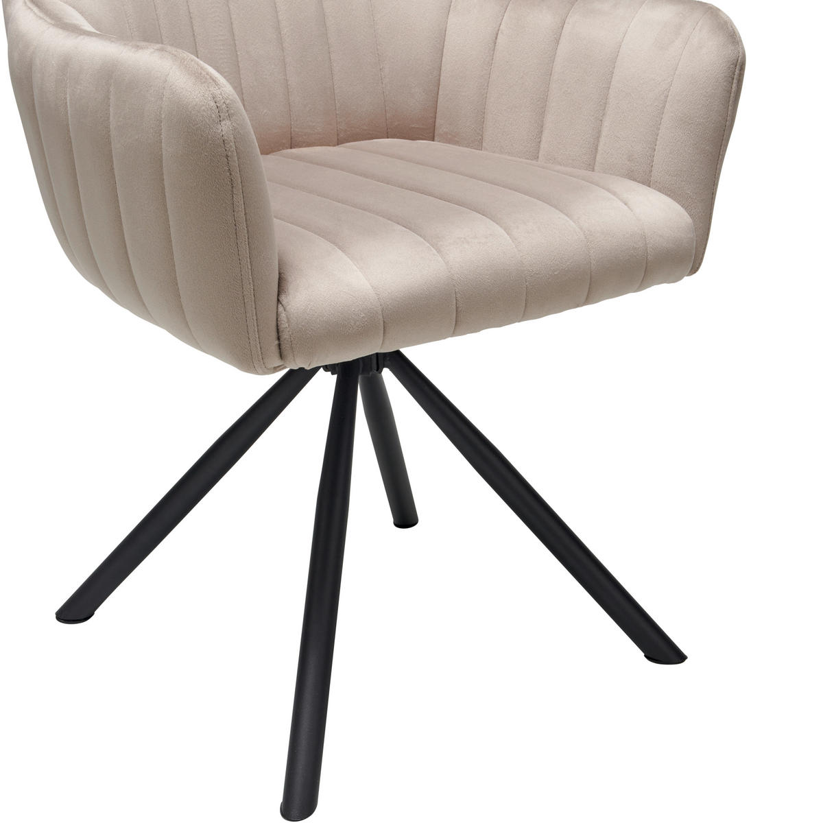 ARMLEHNSTUHL  in Eisen Samt  - Beige/Schwarz, Lifestyle, Textil/Metall (60/83/59cm) - MID.YOU