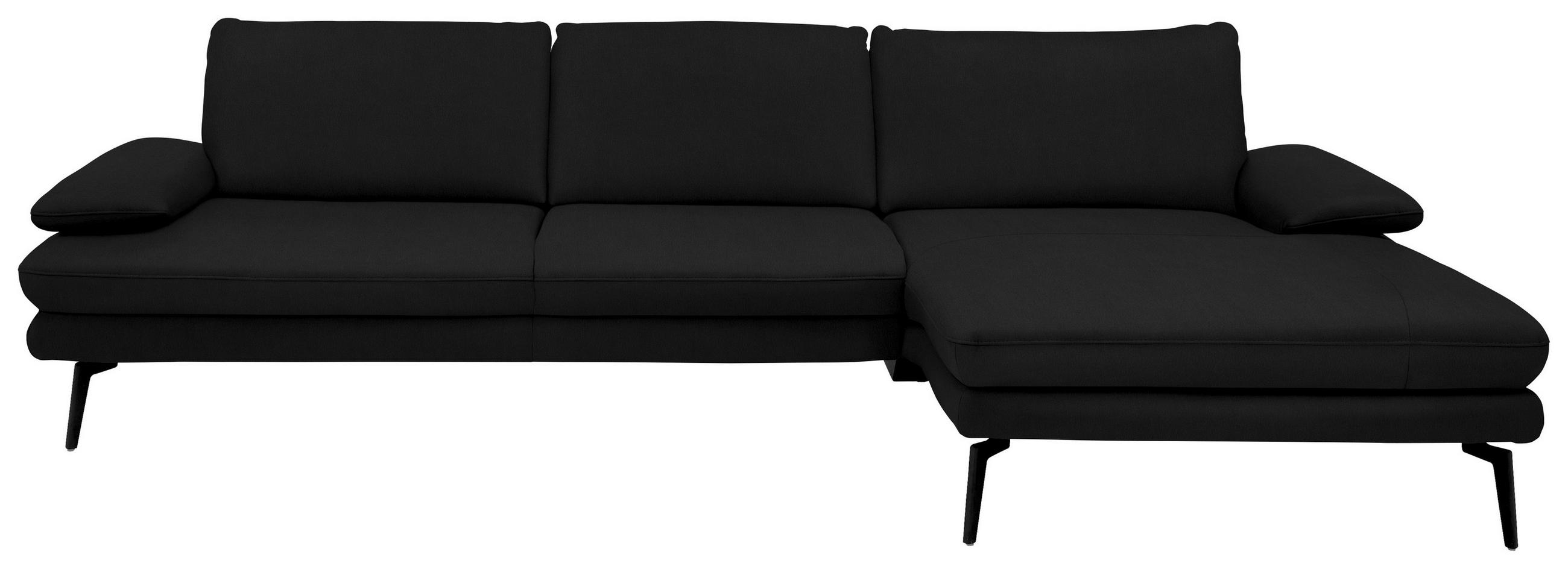 ECKSOFA in Echtleder Schwarz  - Schwarz, Design, Leder/Metall (310/180cm) - Dieter Knoll