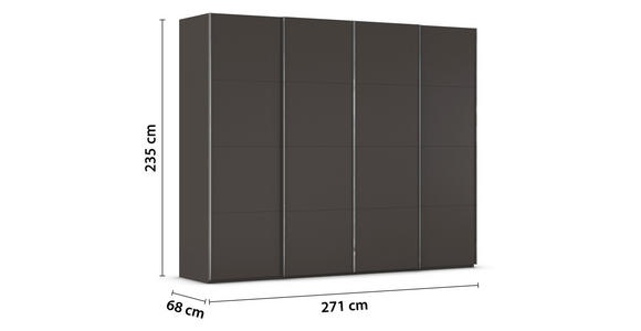SCHWEBETÜRENSCHRANK 271/235/68 cm 4-türig Graphitfarben - Chromfarben/Graphitfarben, Design, Holzwerkstoff/Metall (271/235/68cm) - Novel