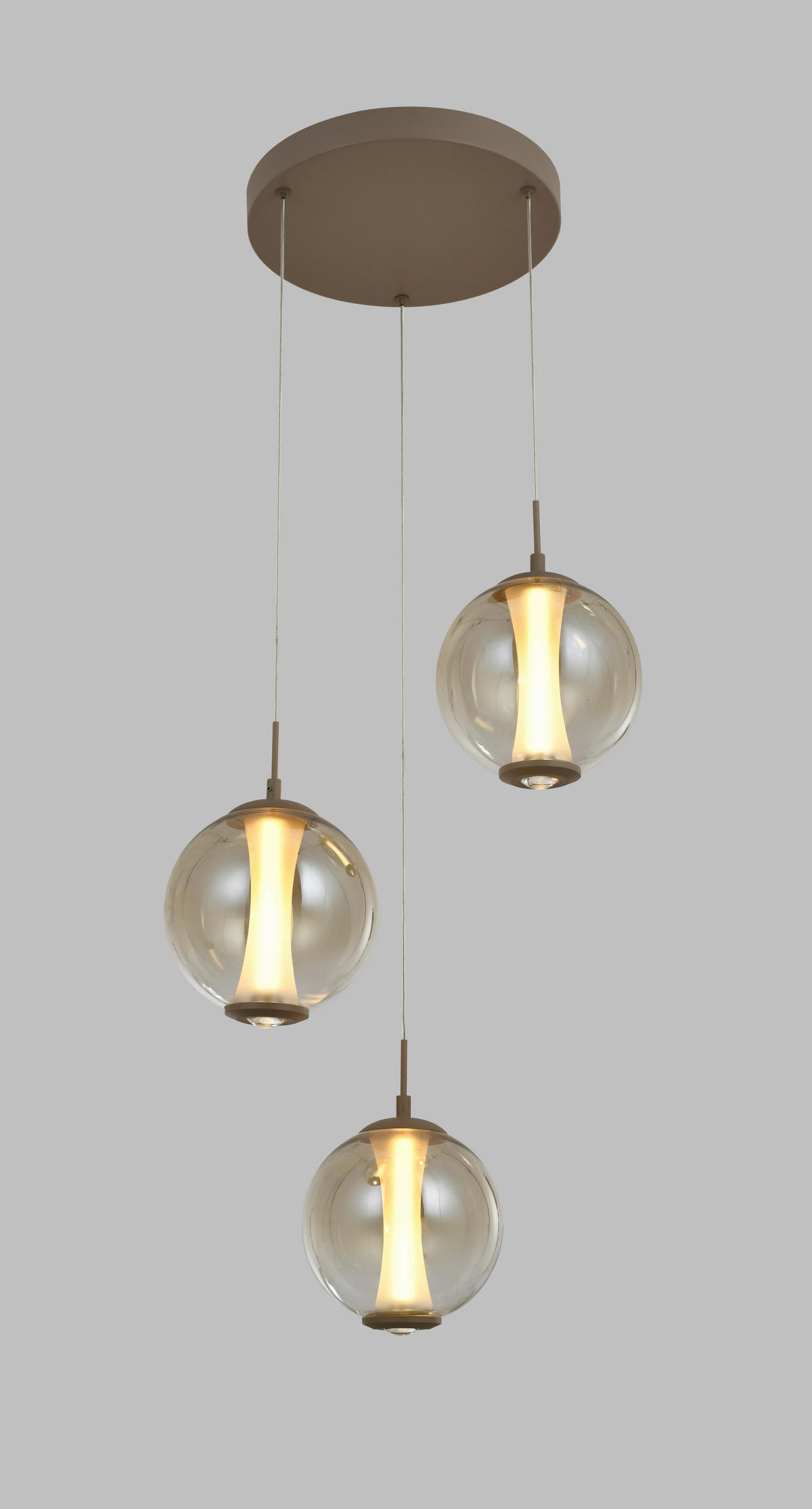 ZÁVĚSNÉ LED SVÍTIDLO,  - pískové barvy, Design, kov/sklo (44/150/44cm)