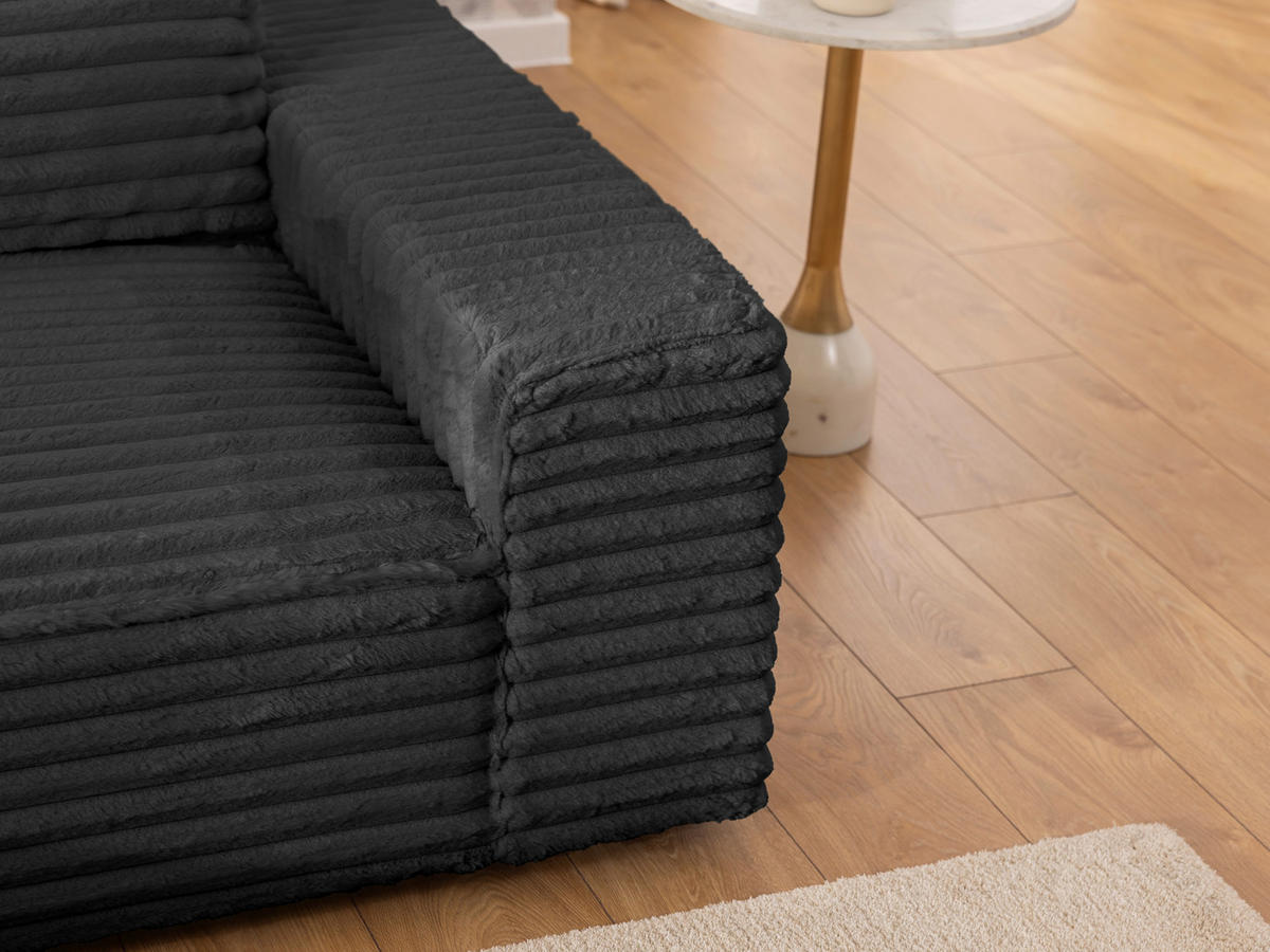ECKSOFA Curduroy in Cord Anthrazit Rückenkissen  251/142 cm  - Anthrazit/Schwarz, Design, Kunststoff/Textil (251/142cm) - P & B