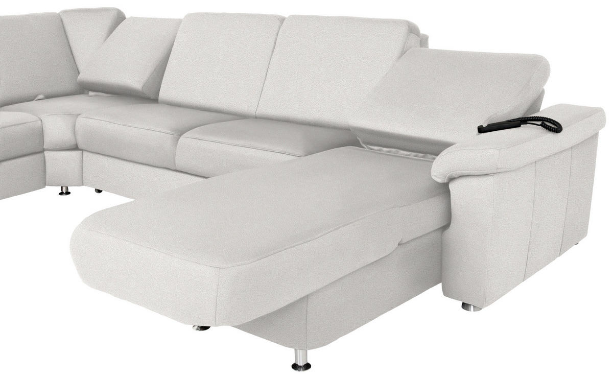 WOHNLANDSCHAFT Creme Flachgewebe  - Chromfarben/Creme, KONVENTIONELL, Textil/Metall (240/336/163cm) - Beldomo System