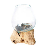 VASE 30 cm  - Klar/Transparent, Natur, Glas/Holz (20/30cm) - Ambia Home
