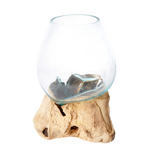 VASE 30 cm  - Klar/Transparent, Natur, Glas/Holz (20/30cm) - Ambia Home