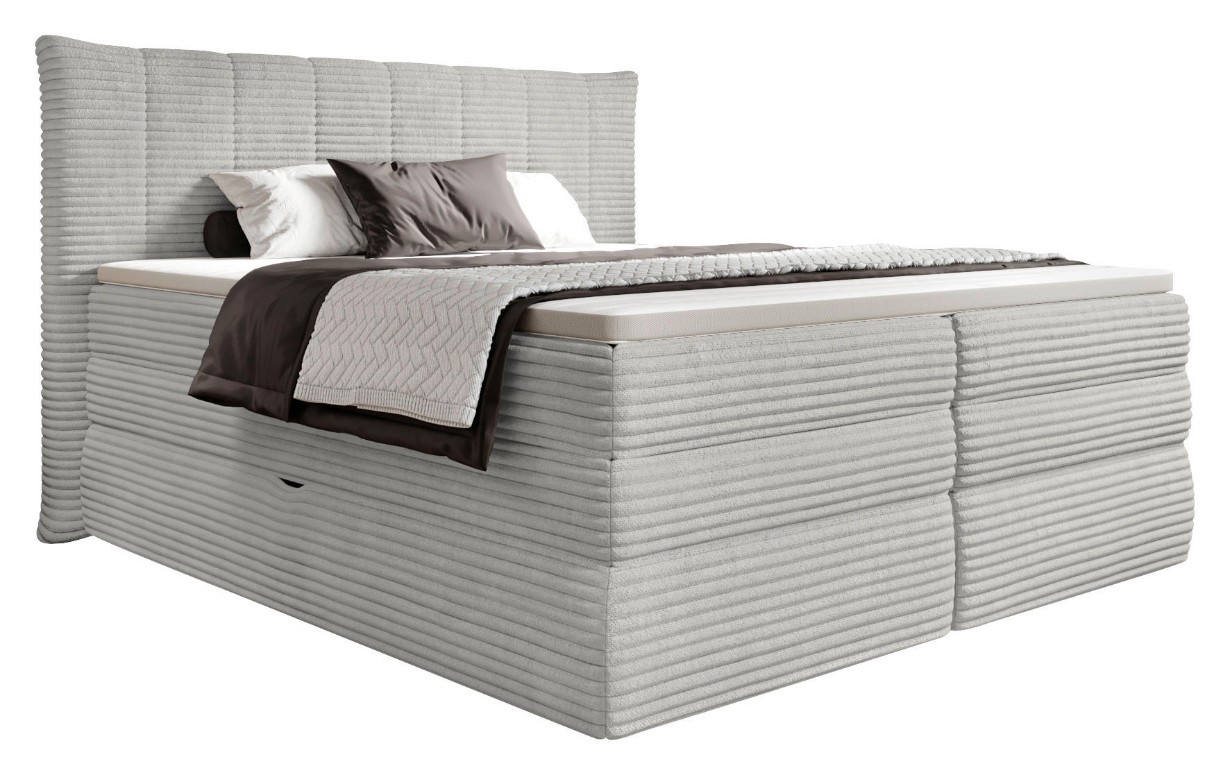 BOXSPRINGBETT 180/200 cm  in Hellgrau  - Hellgrau/Schwarz, Design, Kunststoff/Textil (180/200cm) - Esposa