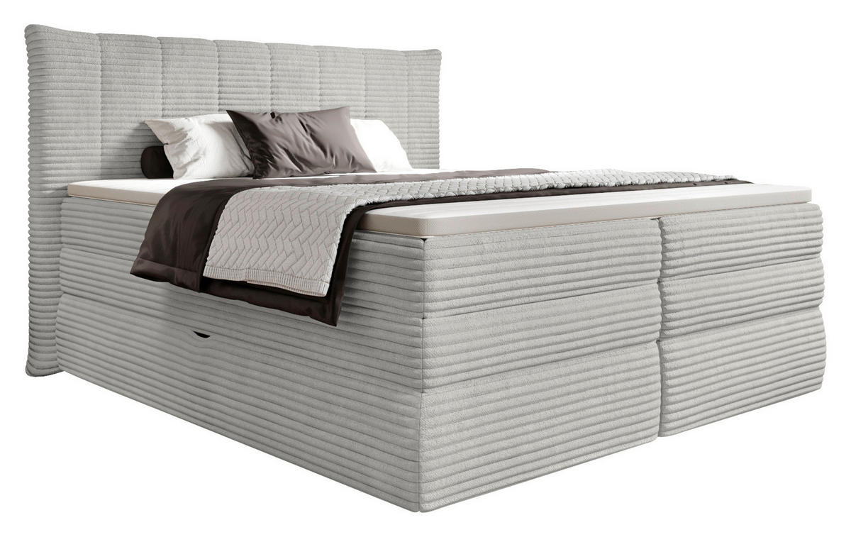 BOXSPRINGBETT 180/200 cm  in Hellgrau  - Hellgrau/Schwarz, Design, Kunststoff/Textil (180/200cm) - Esposa