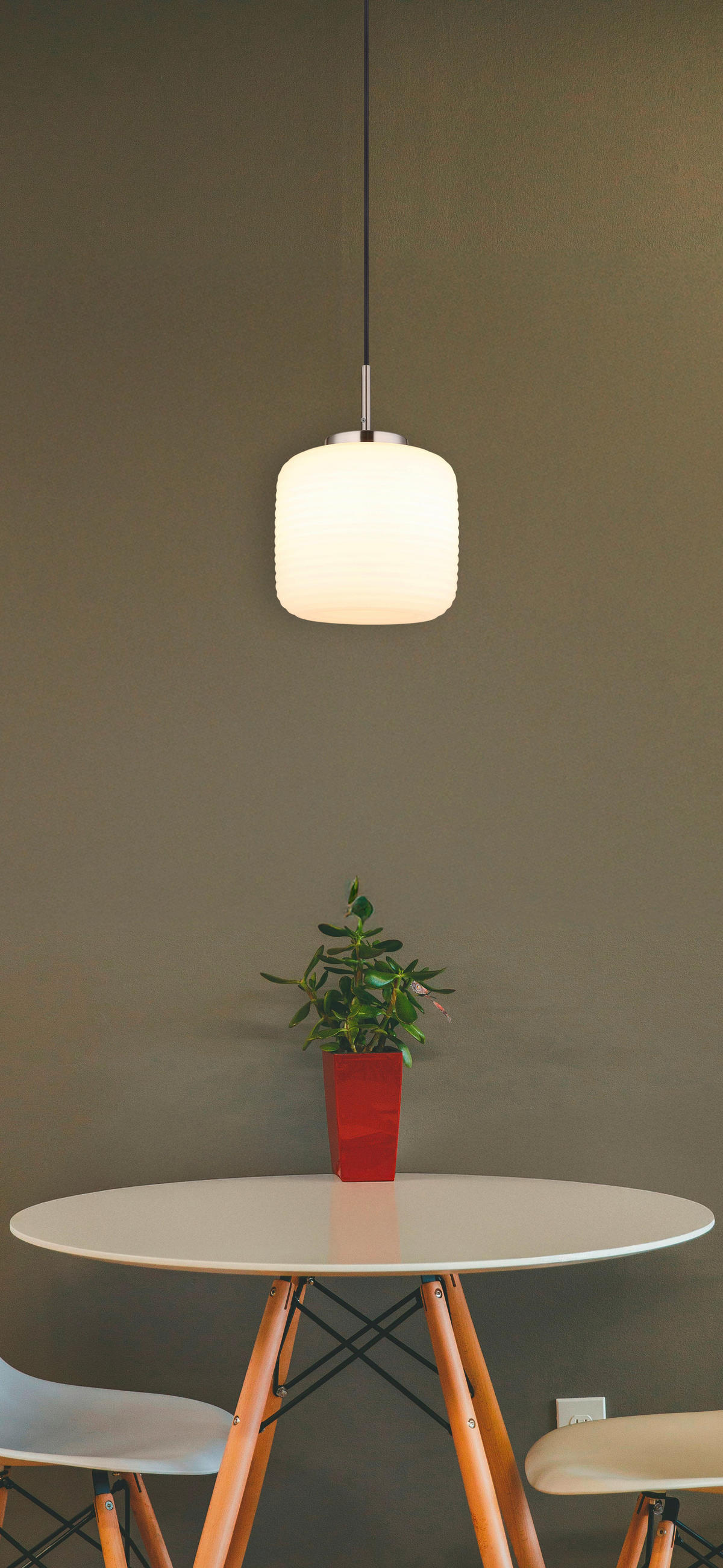 HÄNGELEUCHTE 24/130 cm  - Schwarz/Weiß, KONVENTIONELL, Glas/Textil (24/130cm) - Globo