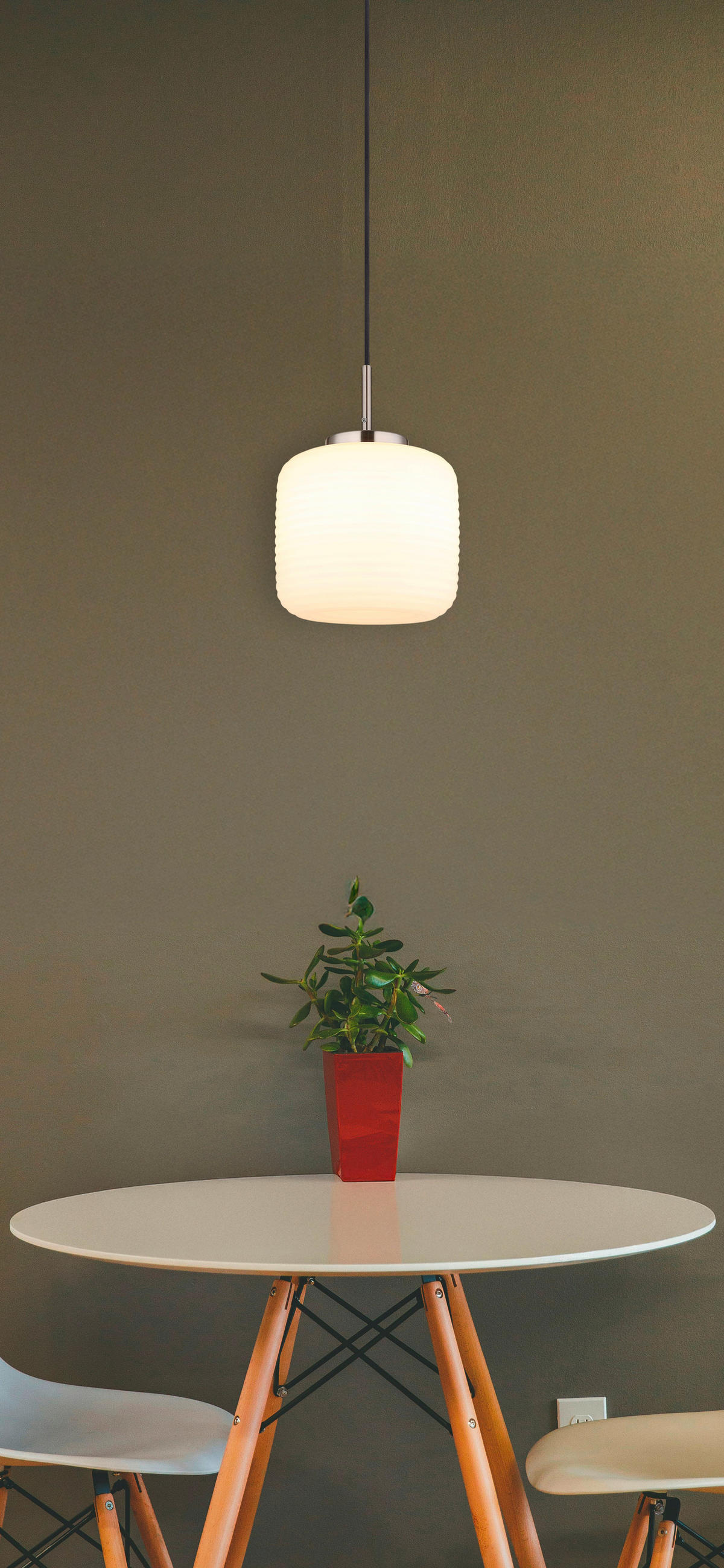 HÄNGELEUCHTE 24/130 cm  - Schwarz/Weiß, KONVENTIONELL, Glas/Textil (24/130cm) - Globo