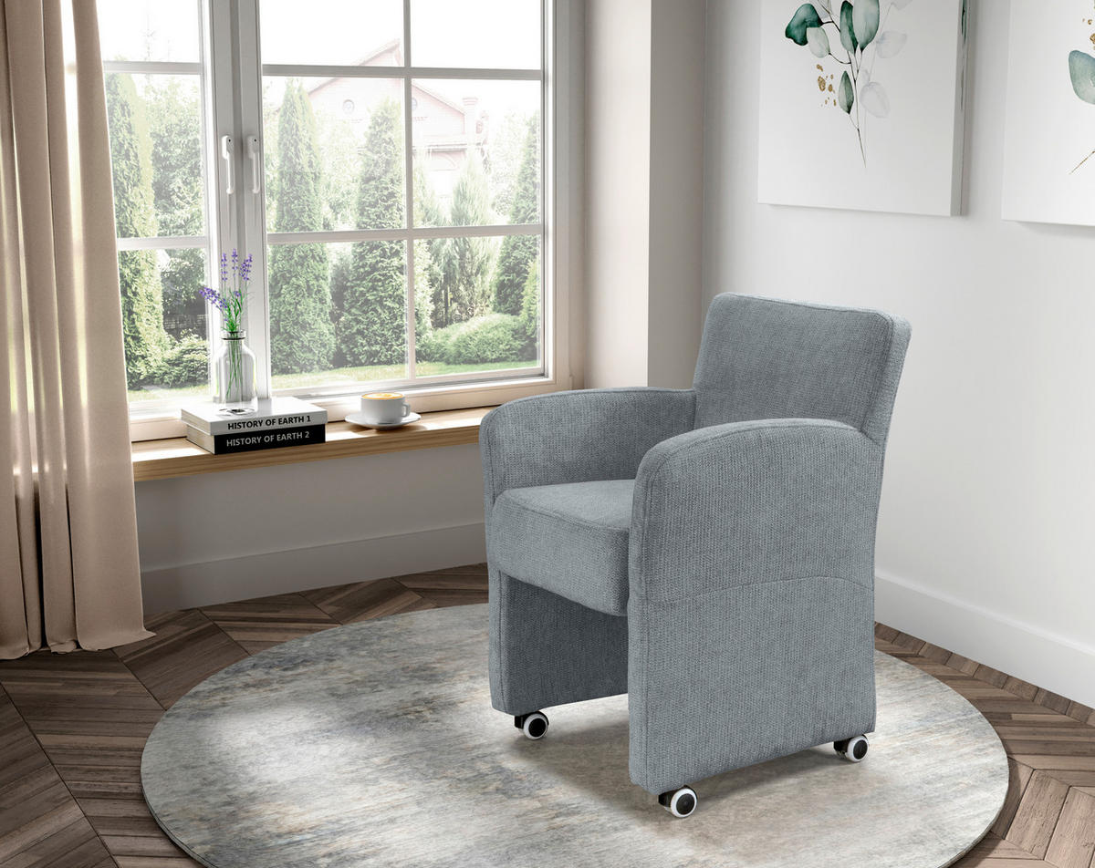 STOLICA S NASLONOM ZA RUKE  tamno siva  drvo, tekstil, drvni materijal      - tamno siva, Moderno, drvni materijal/drvo (65/85/66cm) - Livetastic
