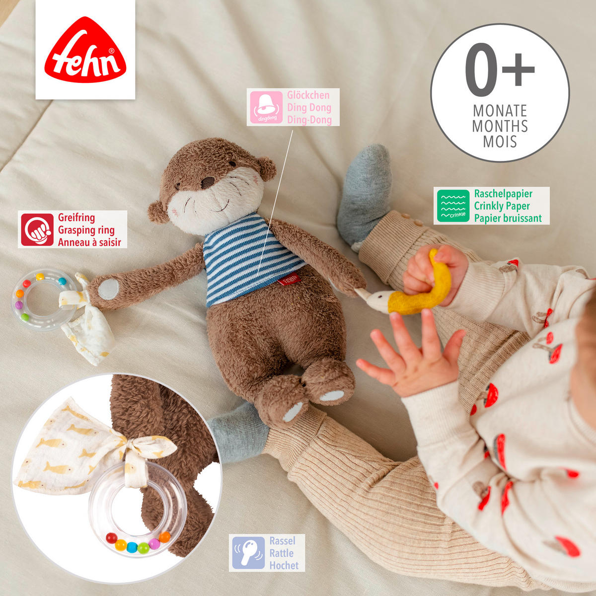 SPIELTIER - Multicolor, Basics, Textil (29/11,8/8cm) - Fehn
