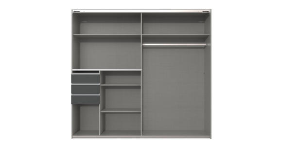 SCHWEBETÜRENSCHRANK in Graphitfarben, Grau, Eichefarben - Eichefarben/Alufarben, KONVENTIONELL, Glas/Holzwerkstoff (225/210/64cm) - Carryhome