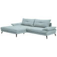 ECKSOFA Hellblau Flachgewebe  - Schwarz/Hellblau, Design, Textil/Metall (176/294cm) - Carryhome