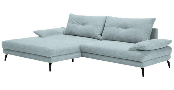 ECKSOFA Hellblau Flachgewebe  - Schwarz/Hellblau, Design, Textil/Metall (176/294cm) - Carryhome