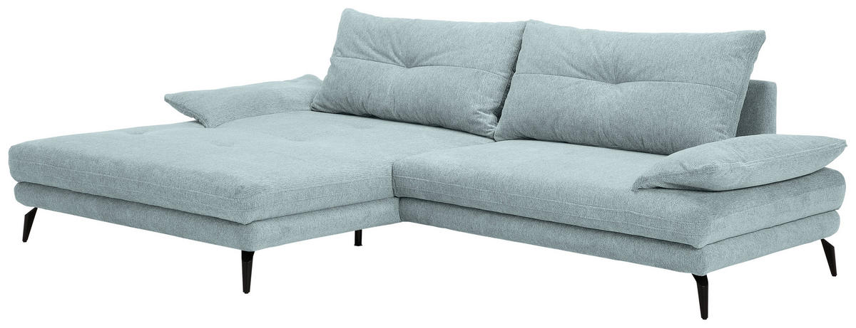 HÖRNSOFFA i flatväv ljusblå  - ljusblå/svart, Design, metall/textil (176/294cm) - MID.YOU