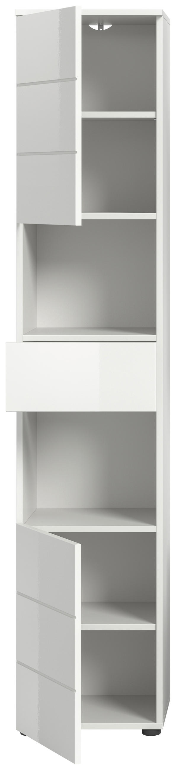 HOCHSCHRANK 38/190/34 cm  - Weiß Hochglanz/Schwarz, MODERN, Holzwerkstoff/Kunststoff (38/190/34cm) - MID.YOU