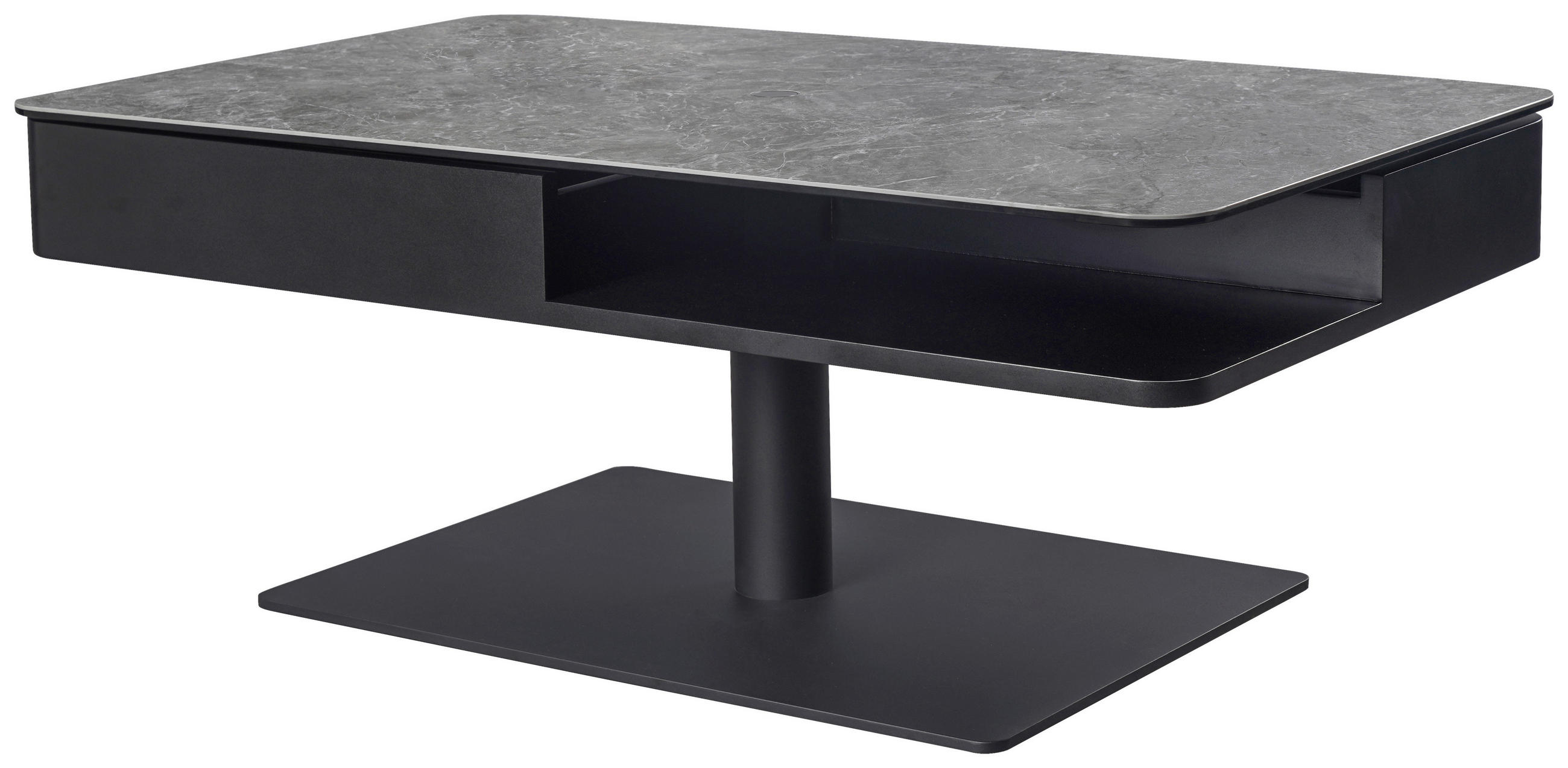 COUCHTISCH in Metall, Glas, Keramik, Holzwerkstoff 110/65/42-57 cm  - Schwarz/Grau, Basics, Glas/Keramik (110/65/42-57cm) - Dieter Knoll