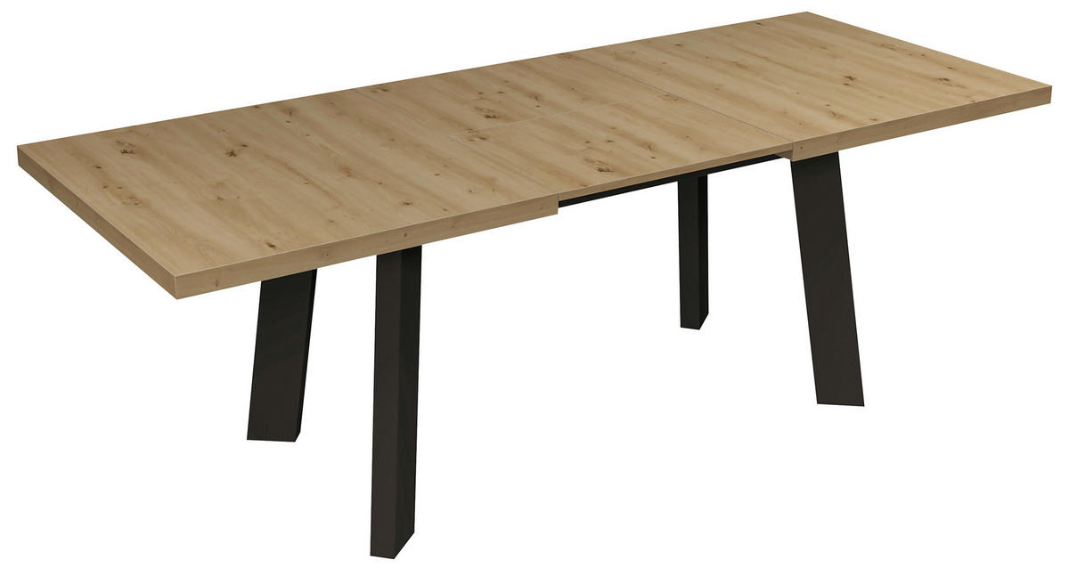 JEDILNA MIZA, črna, hrast artisan  - črna/hrast artisan, Design, leseni material (140/200/76/90cm) - Venda
