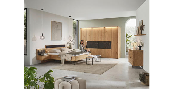 DREHTÜRENSCHRANK in Wildeiche - Wildeiche/Schwarz, Design, Holz/Metall (302/223/62cm) - Valnatura