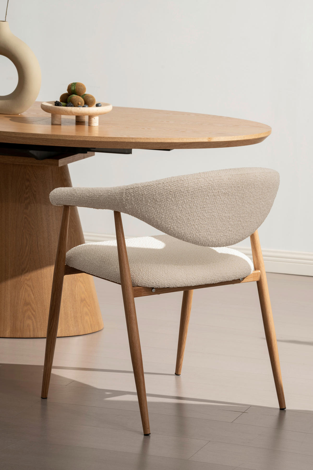 ARMLEHNSTUHL  Stoffauswahl Bouclé  Eichefarben, Creme  - Eichefarben/Creme, Design, Textil/Metall (58/78/60cm) - Lomoco