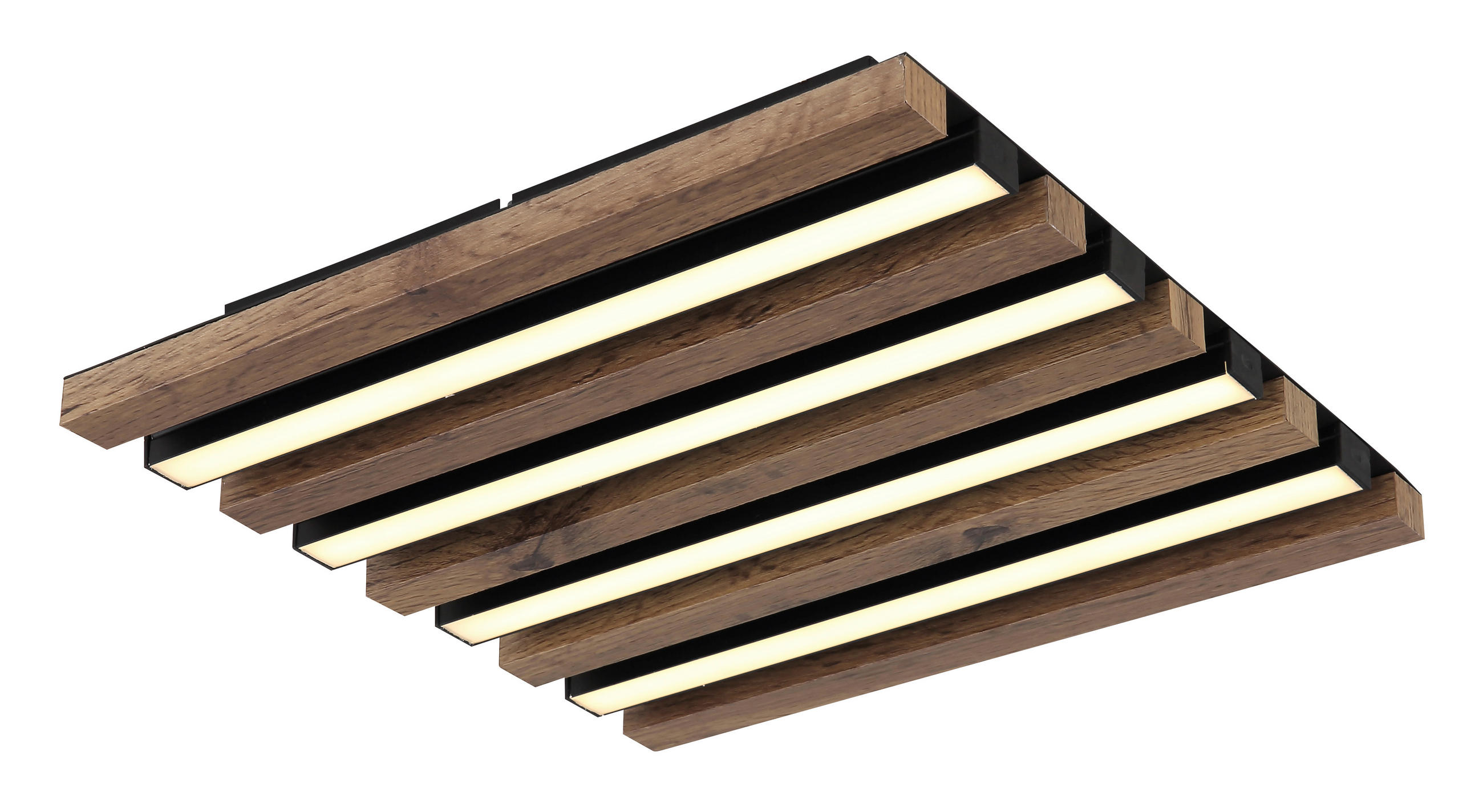 LED-DECKENLEUCHTE    30/30/5 cm  - Weiss/Dunkelbraun, Natur, Holzwerkstoff/Kunststoff (30/30/5cm) - Globo