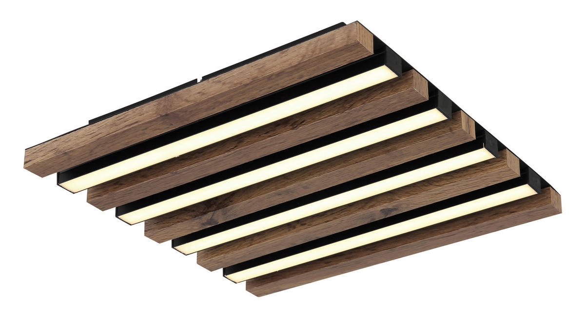 LED-DECKENLEUCHTE    30/30/5 cm  - Weiss/Dunkelbraun, Natur, Holzwerkstoff/Kunststoff (30/30/5cm) - Globo