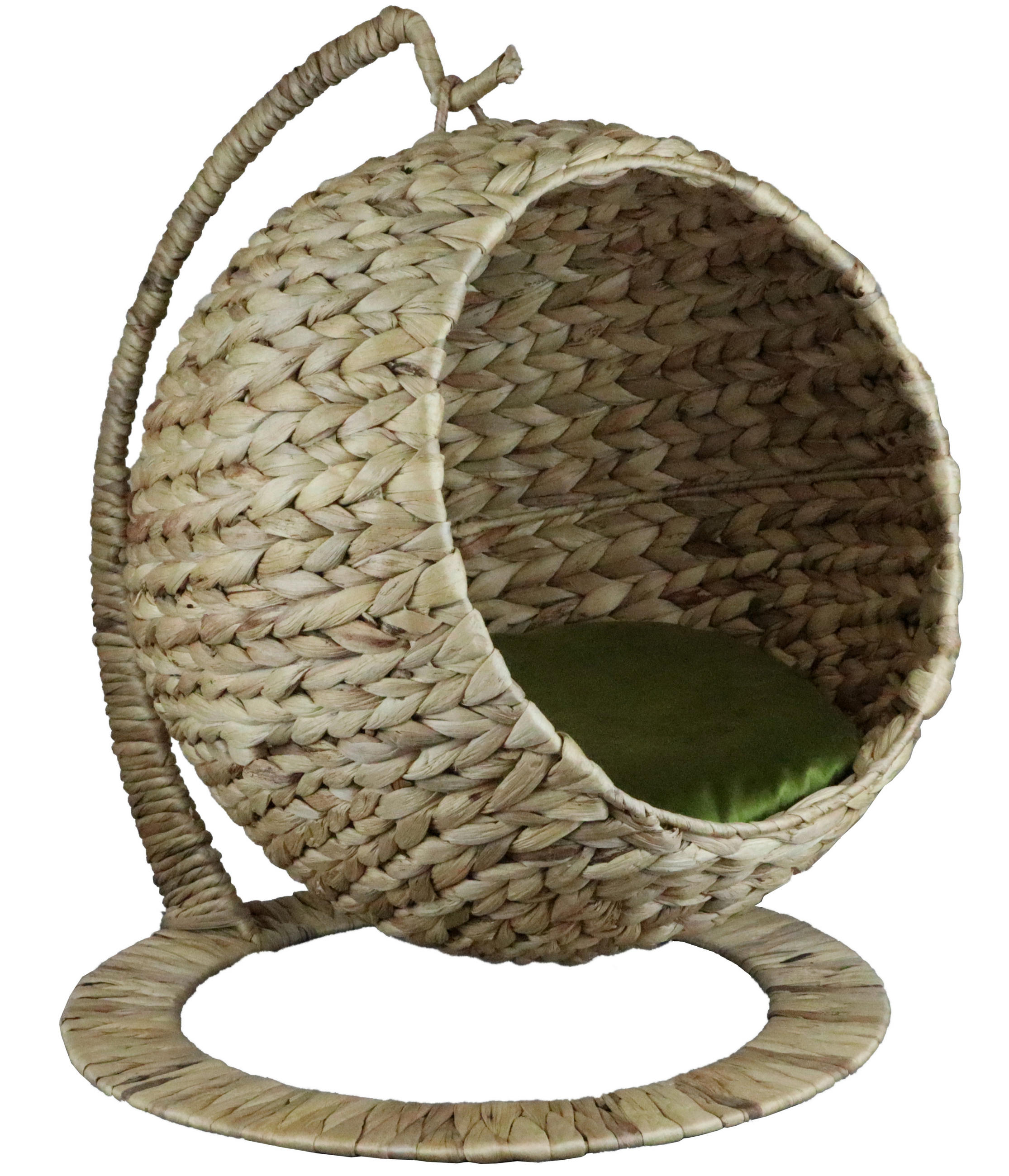 HAUSTIERSESSEL Wasserhyazinthe - Naturfarben/Olivgrün, KONVENTIONELL, Naturmaterialien (40/43/47cm)
