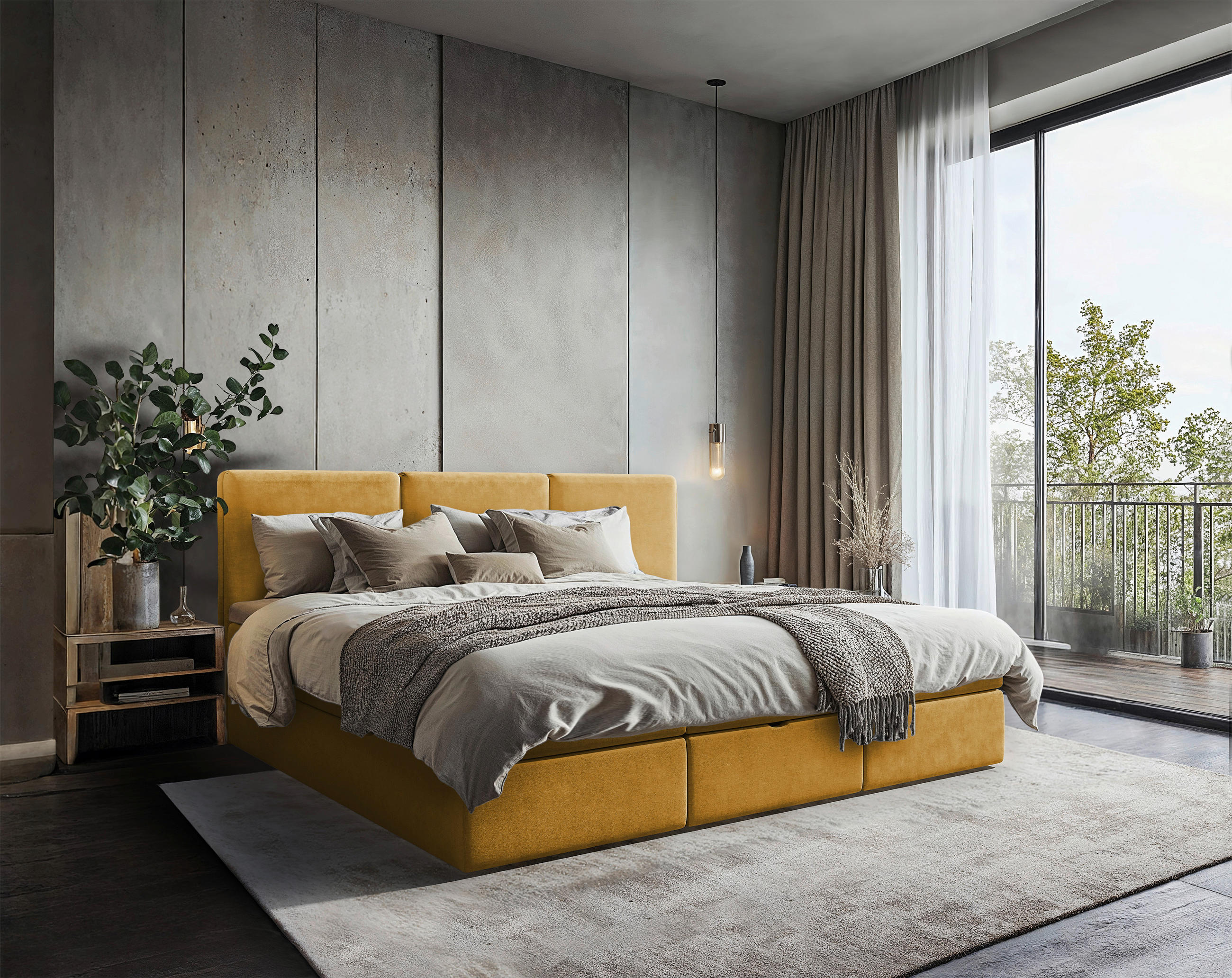 FAMILIENBETT - Currygelb/Schwarz, Modern, Holz/Holzwerkstoff (240/200cm) - MID.YOU