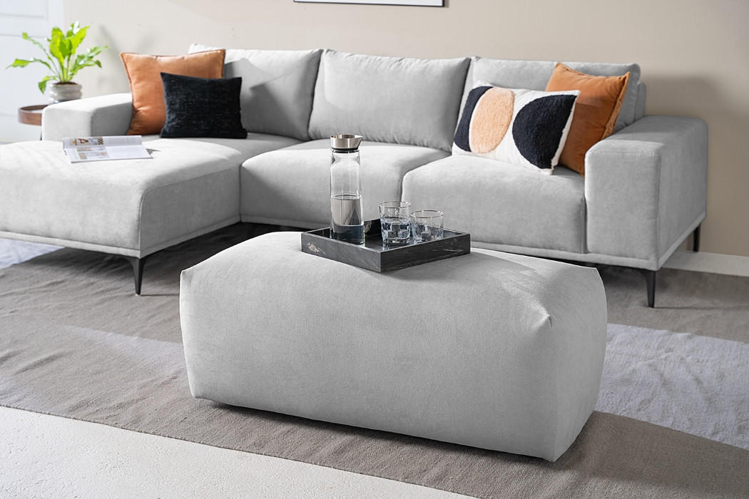 HOCKER in Textil Grau  - Schwarz/Grau, Modern, Kunststoff/Textil (102/41/52cm) - Trendmanufaktur