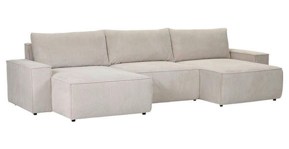 WOHNLANDSCHAFT  in Cord Naturfarben  - Schwarz/Naturfarben, KONVENTIONELL, Kunststoff/Textil (155/348/155cm) - Carryhome