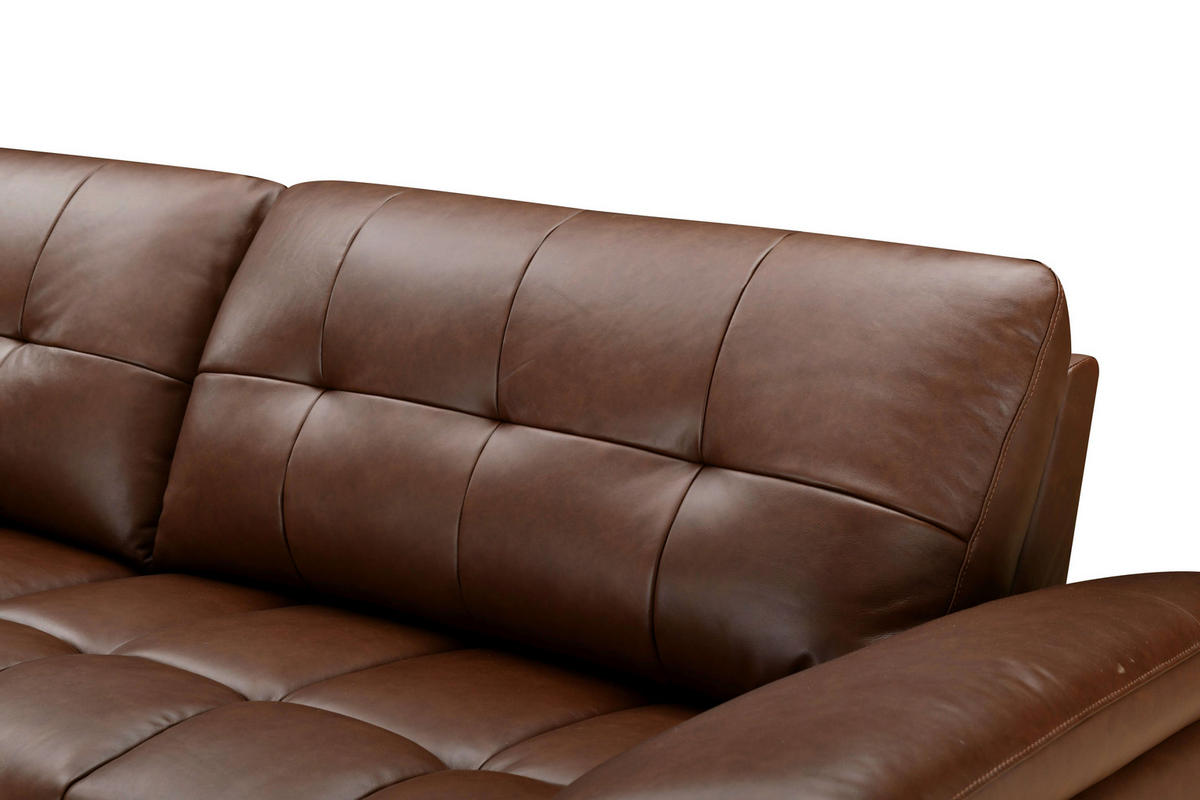 ECKSOFA Braun Echtleder Lederlook  - Schwarz/Braun, Design, Leder/Textil (266/86/120cm) - MID.YOU