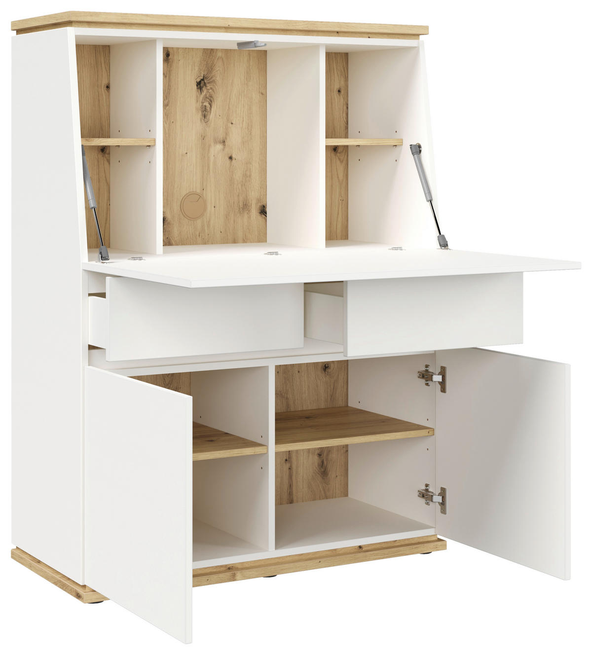 SEKRETÄR   - Weiß/Eiche Artisan, KONVENTIONELL, Holzwerkstoff (93/125/42,2cm) - Xora