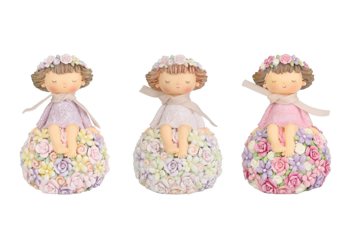 UKRASNA FIGURICA DETE - lila/pink, Lajfstajl, kamen/tekstil (11,3/16,5/11cm)