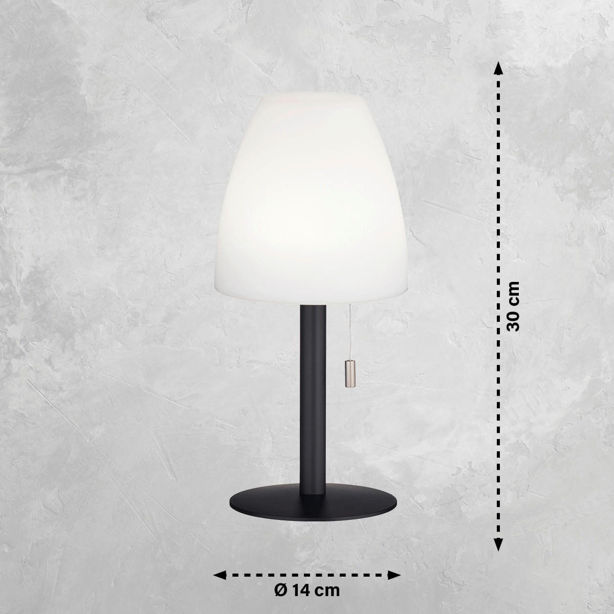 AKKU-TISCHLEUCHTE Fiumara 14/30 cm   - Anthrazit/Weiß, KONVENTIONELL, Kunststoff/Metall (14/30cm)