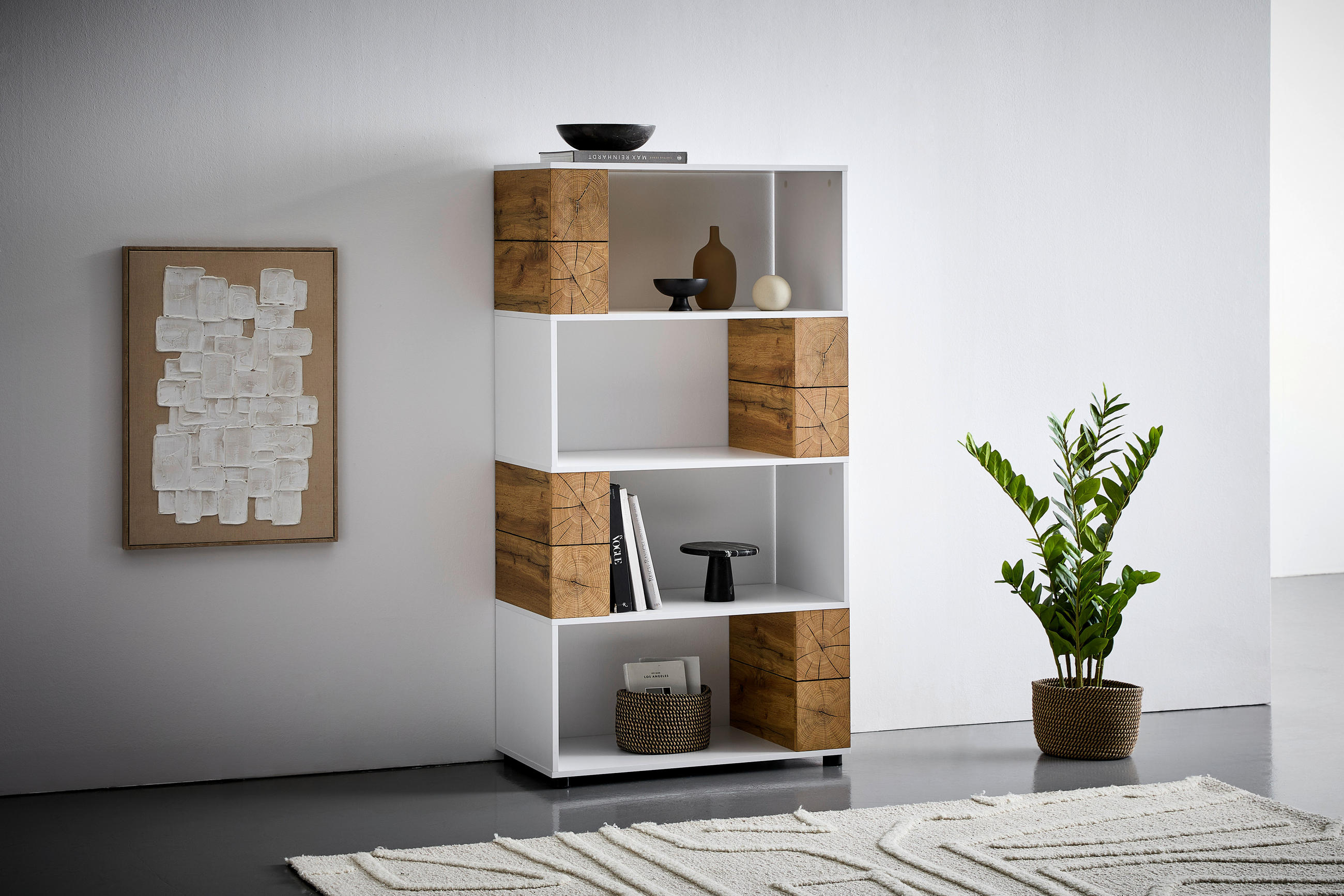 HYLLA i 80/149/40 cm vit, ekfärgad  - vit/svart, Natur, trämaterial/plast (80/149/40cm) - MID.YOU