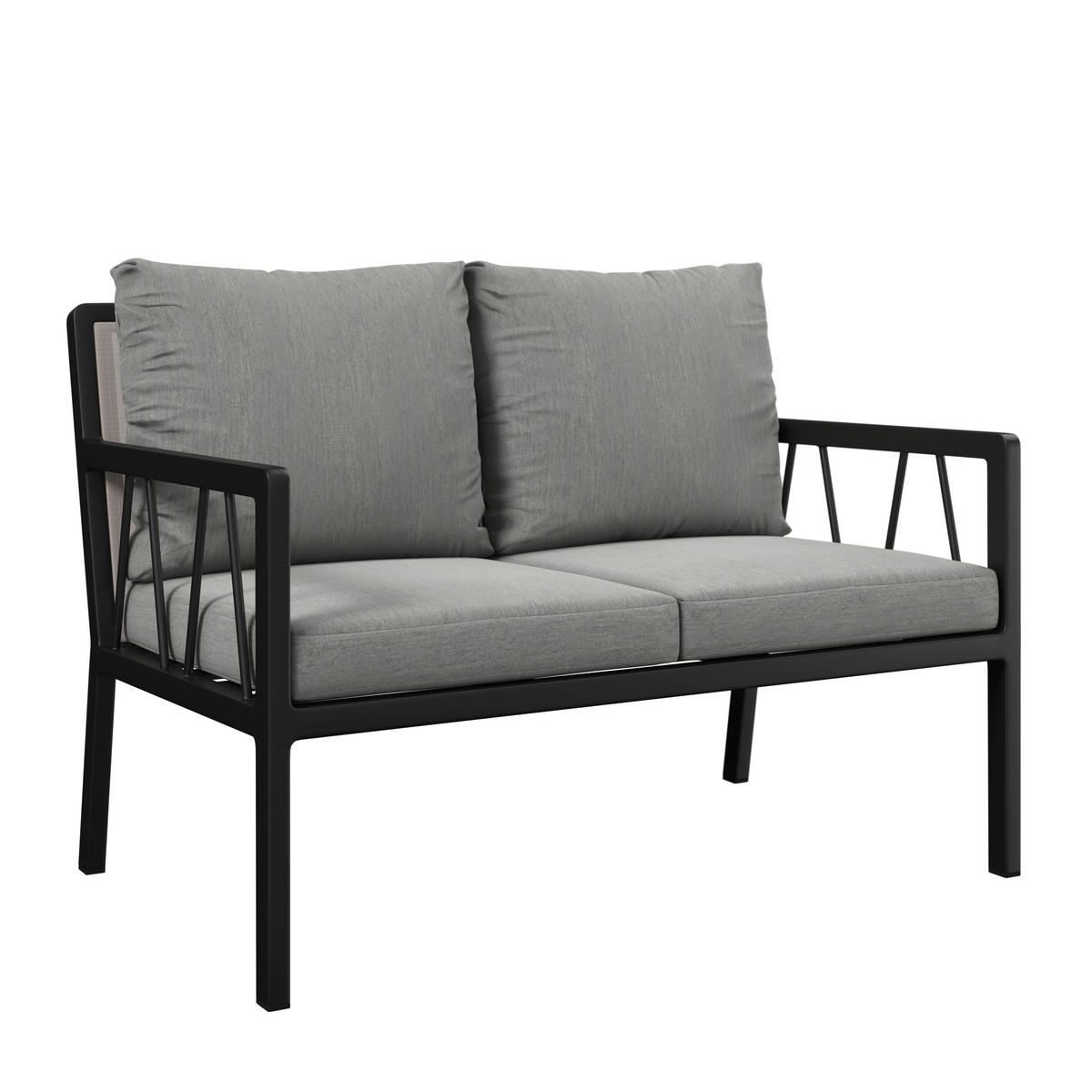 2-SITZER-BANK 120/84,5/81,5 cm  Aluminium  - Anthrazit/Grau, Design, Textil/Metall (120/84,5/81,5cm) - Amatio