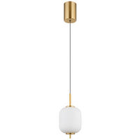 LED-HÄNGELEUCHTE 13,5/220 cm    - Messingfarben/Opal, Konventionell, Glas/Kunststoff (13,5/220cm) - Globo