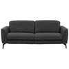 3-SITZER-SOFA in Echtleder Schieferfarben  - Schieferfarben/Schwarz, Natur, Leder/Metall (222/81/110cm) - Valdera