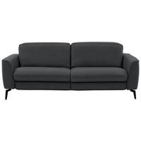 3-SITZER-SOFA in Echtleder Schieferfarben  - Schieferfarben/Schwarz, Natur, Leder/Metall (222/81/110cm) - Valdera